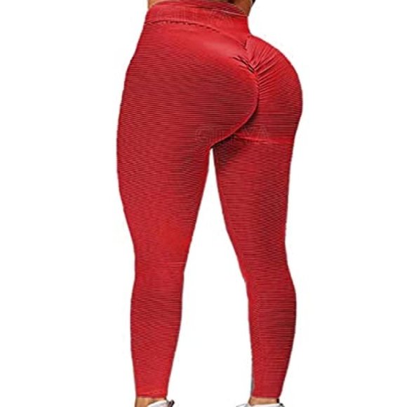 GILLYA Ruched Butt Lift Textured High Waist Pants - Picture 2 of 5